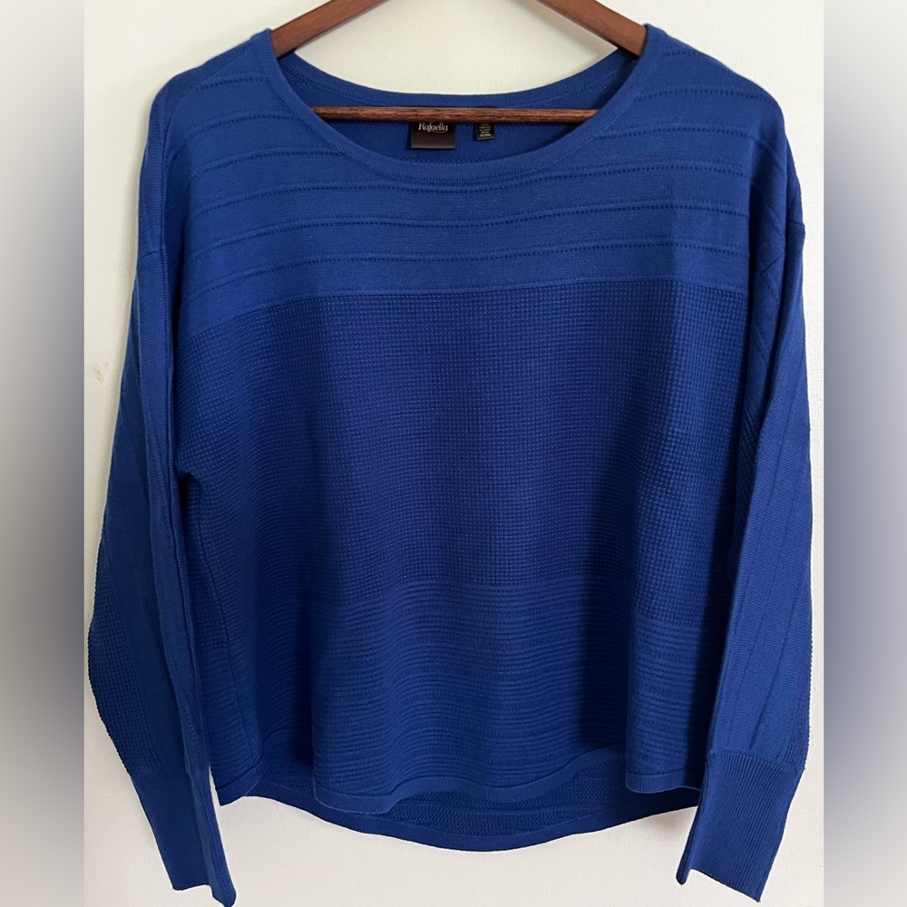Rafaella Periwinkle Multi-Texture Long Sleeve Rounded Bottom Sweater, Size MP
